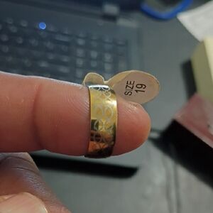 Gold Patterned Ring Stainless Steel 19mm